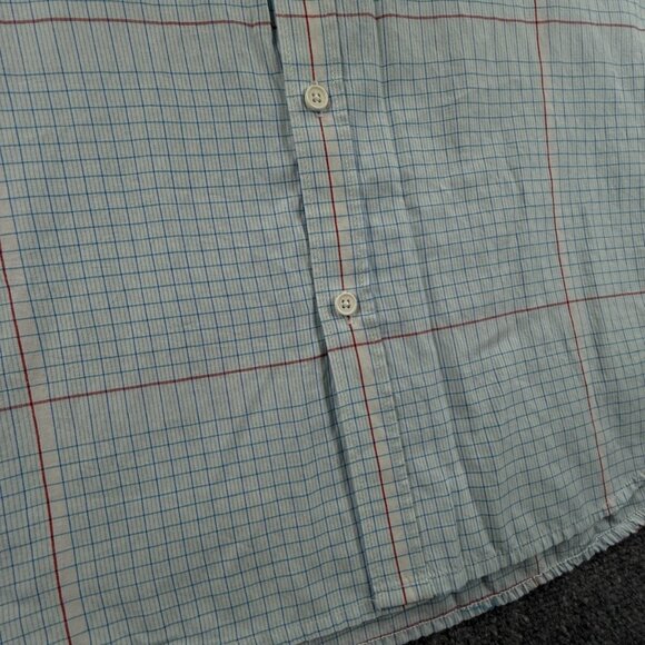 Quiksilver Button Up Shirt Short Sleeve Men Skate Surf Blue Check XL Woven Adult - Picture 11 of 12